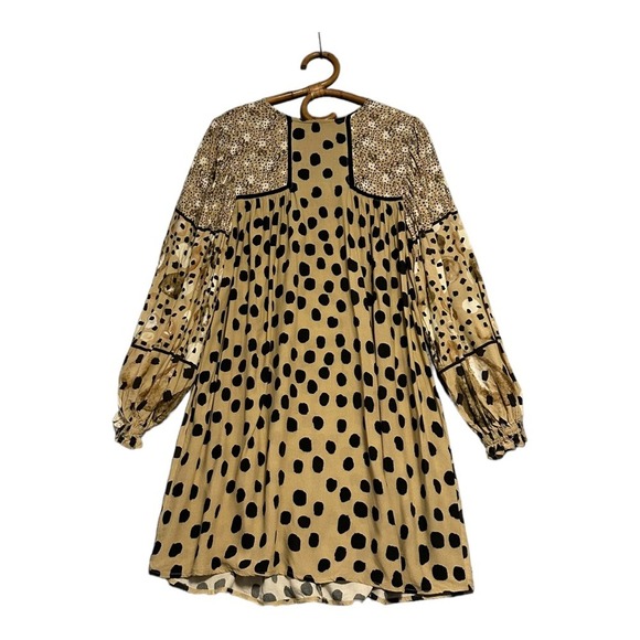 Anthropologie | Conditions Apply | Spotted Animal Print Long Sleeve Mini Dress S - Picture 2 of 10